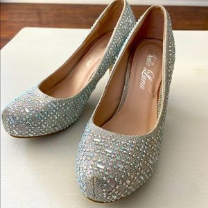 Bella Luna Sparkle Crystal Gem Rhinestones Glitter Formal Evening Dress Shoe 👠